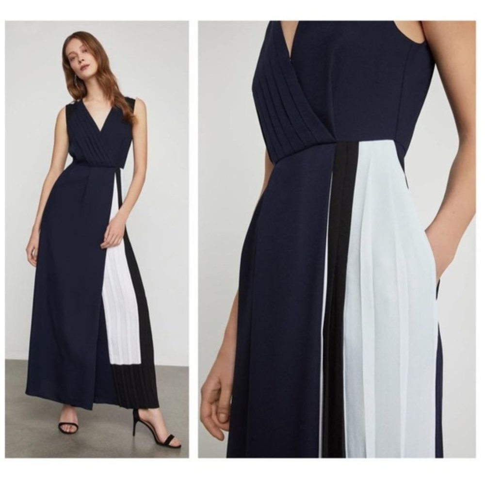 BCBGMAXAZRIA Navy Blue  Pleated JumpsuitNWT $388 X